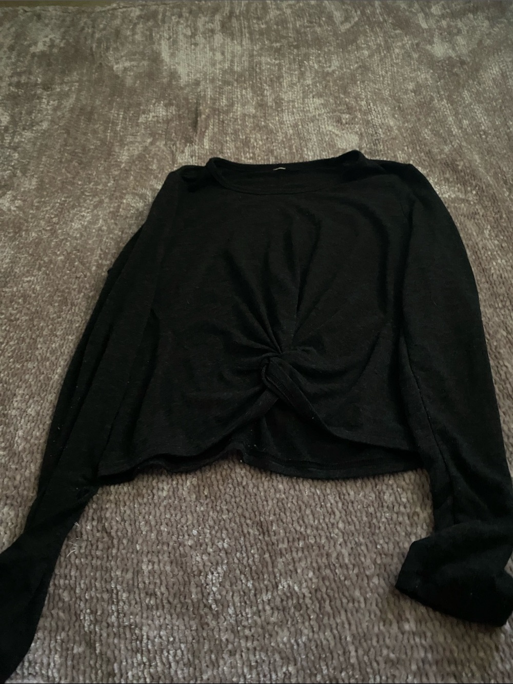 Black Twist-Front Long Sleeve Top